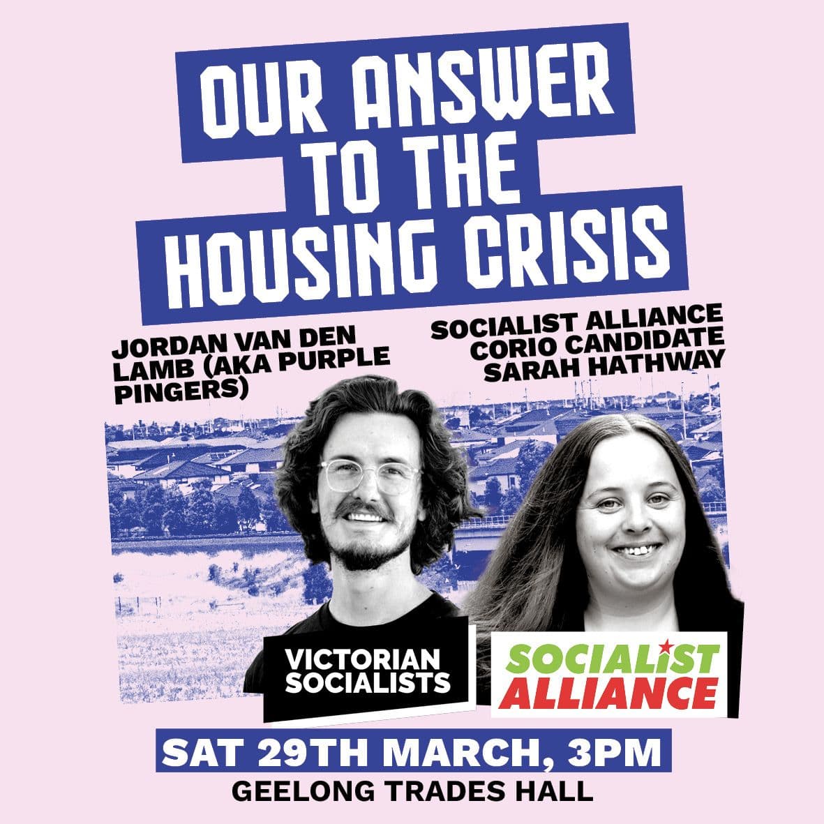 A graphic advertising a housing forum in Geelong
